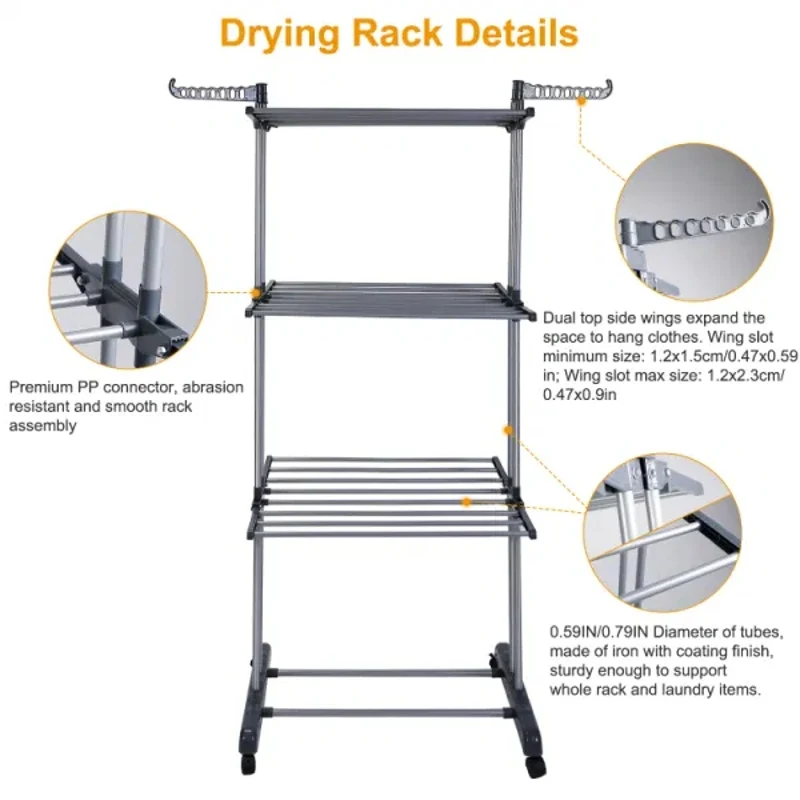 Multi Layer Clothes Drying Rack Foldable Washing Drying Machine Clothes Hanger Bracket Track Rack Wardrobe Clothes Drying Rack