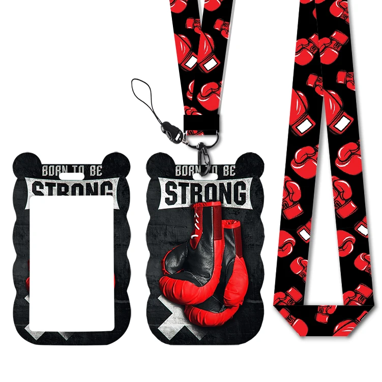 New Designs Boxing Gloves Lanyards ID Badge Holder Strap Work Card Bus Access Card Holder Keychains Accessories