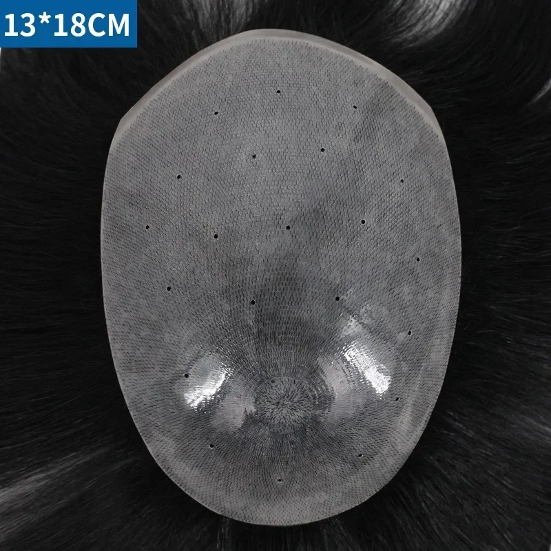 13*18 Model Light and Breathable Biological Scalp 100% Human Hair Forehead Hair Block Wig Men's Wig Male Hair Patch