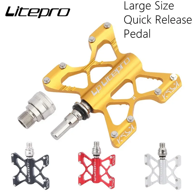 LP Litepro K5 Quick Release Bicycle Pedal Folding QR Pedal Aluminum Alloy Ultralight Antislip Road Bike Sealing Bearing Pedals