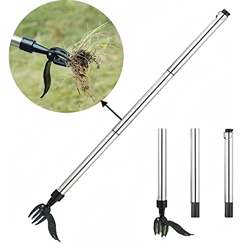 DIY Garden Hand Tools Vertical Steel Head Lawn Mower with 4 Claws and Foot Pedals Vertical Grass Mopping
