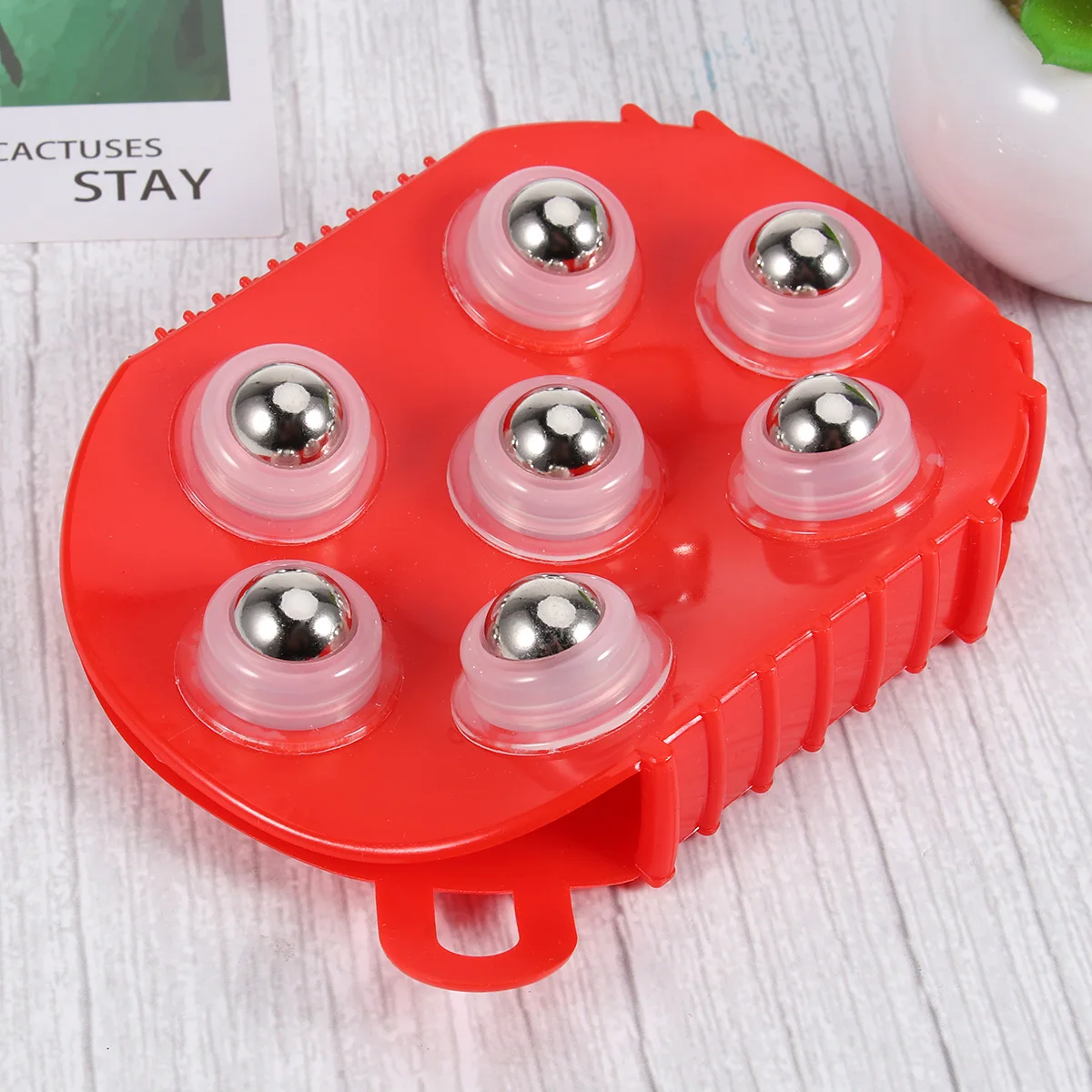 

1 pc Massage Brush 360 Degree Rotating Seven Balls Body Massager Roller For Neck Back Foot Legs Arms Muscle Relief Red
