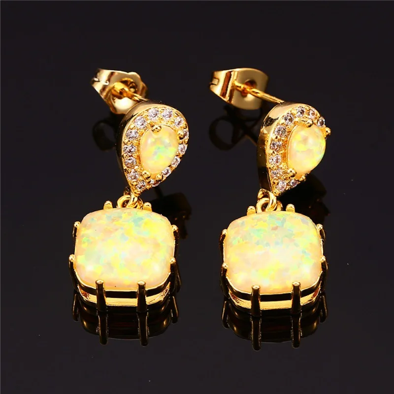 European and American Golden Water Drop 10 * 10 Octopus Square Yellow Auspicious Treasure Pendant Earrings with Versatile Design