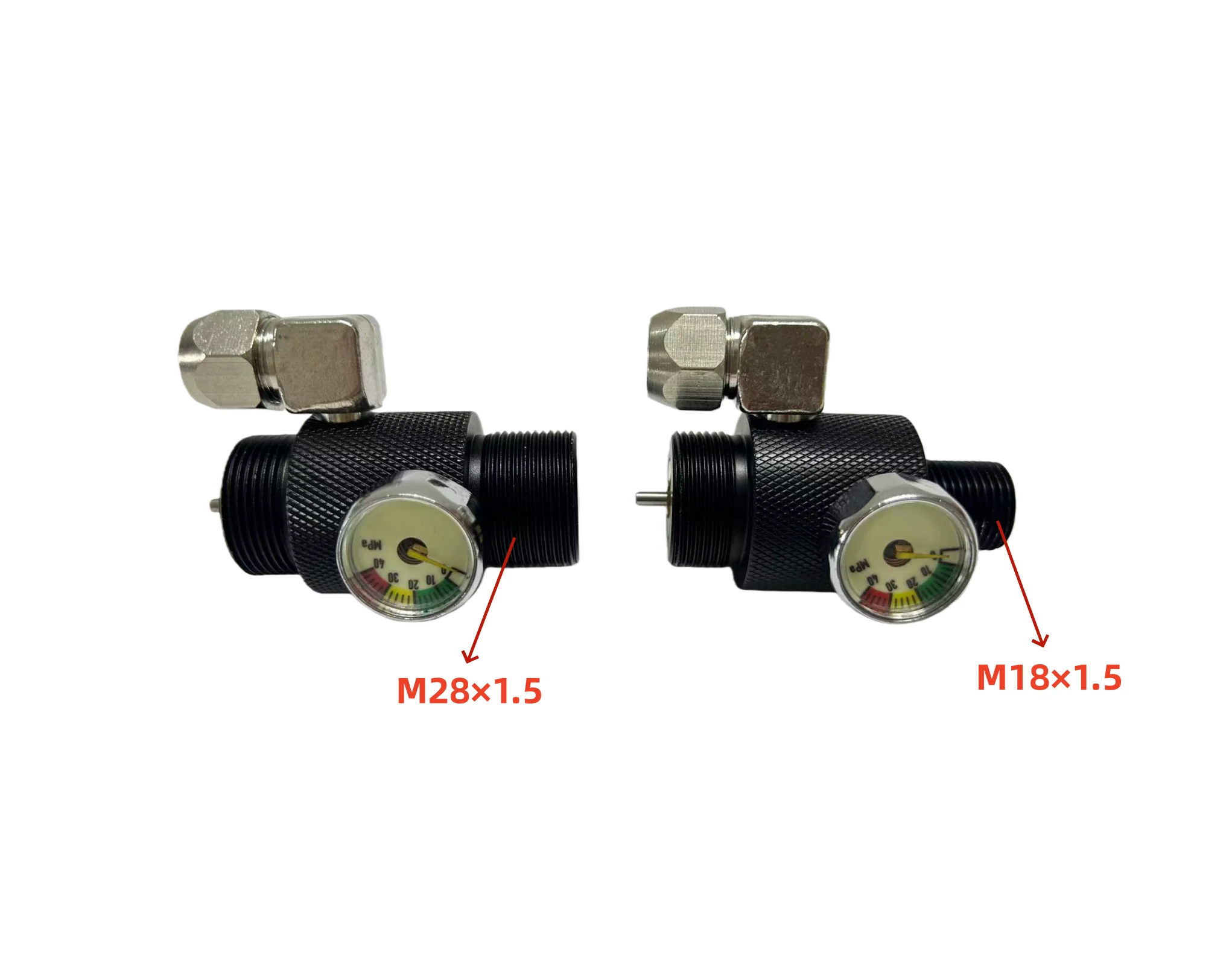Aluminum Needle Valve High Pressure Air Valve Thread M18 or M28 Single Gauge 30Mpa