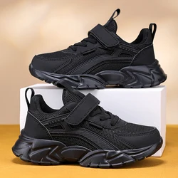 Lightweight Children's Black Sneakers Breathable Mesh for Boys Casual Walking Shoes Non-slip Kid Girls' School Running Shoes