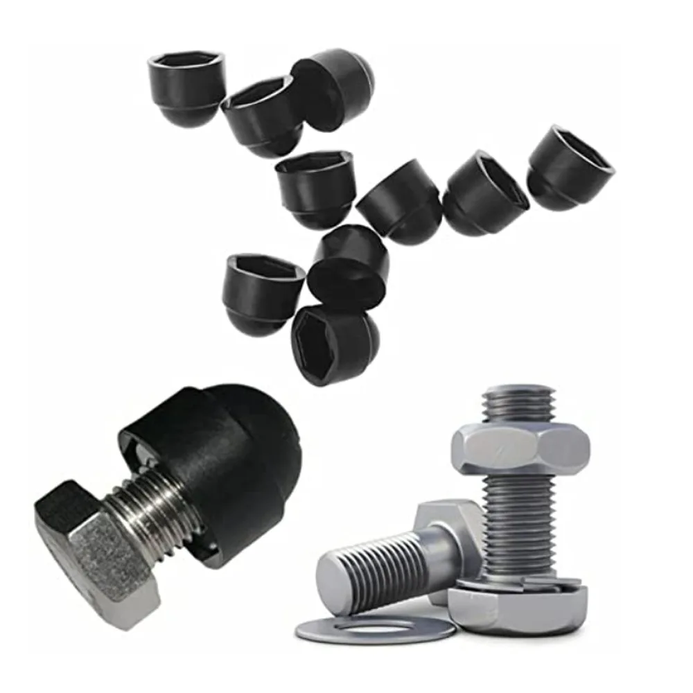 10/50Pcs M3 M4 M5 M6 M8 M10 Nylon Hex Caps Cover Nuts Black Acorn Dome Cap Nuts for Protecting Hexagon Screws Bolts Cap Cover