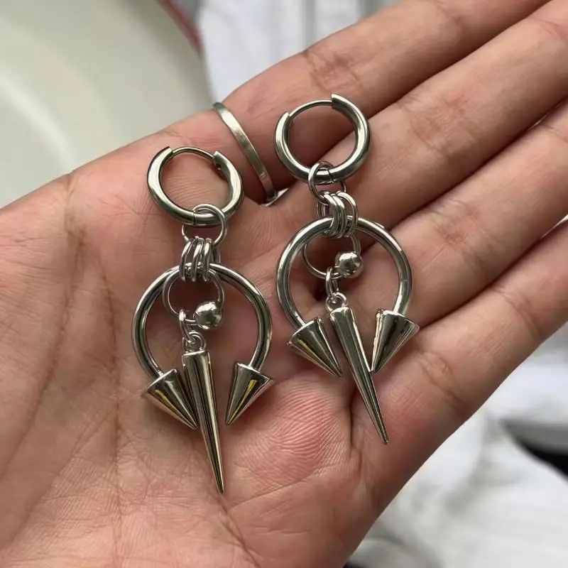 Punk Rivet Earrings For Women Korean Fashion Geometric Earrings Charms Goth Grunge Earrings Accessories Hip-hop Fashion Jewelry