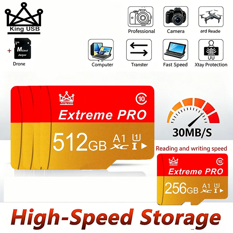 High-Speed Memory Card 256GB Micro TF SD Card 128GB SD Cards 32GB TF Cards A2 Temperature Proof for Body Camera/Desktop/Smart TV