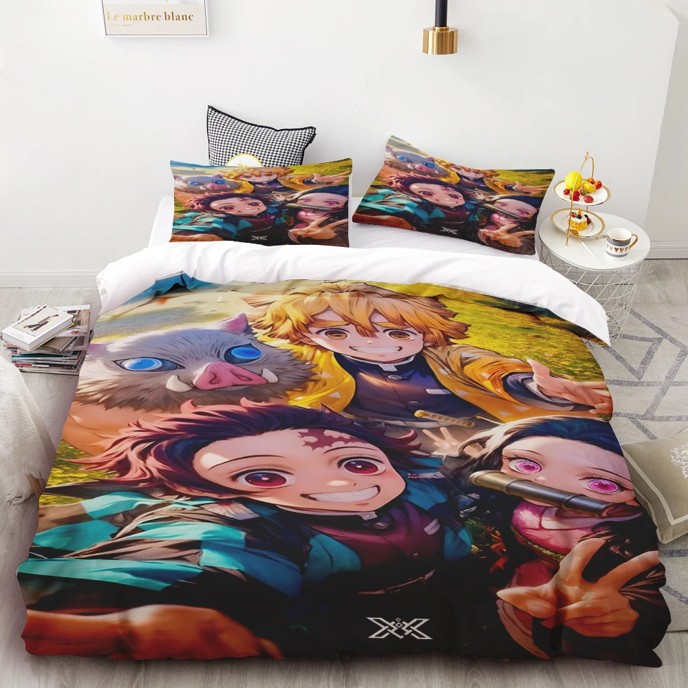 Duvet Cover Demon Slayer Kimetsu No Yaiba Kamado Nezuko Anime Polyester Bedding Set Duvet Cover Set Printed Cartoon Home Decor - view 2