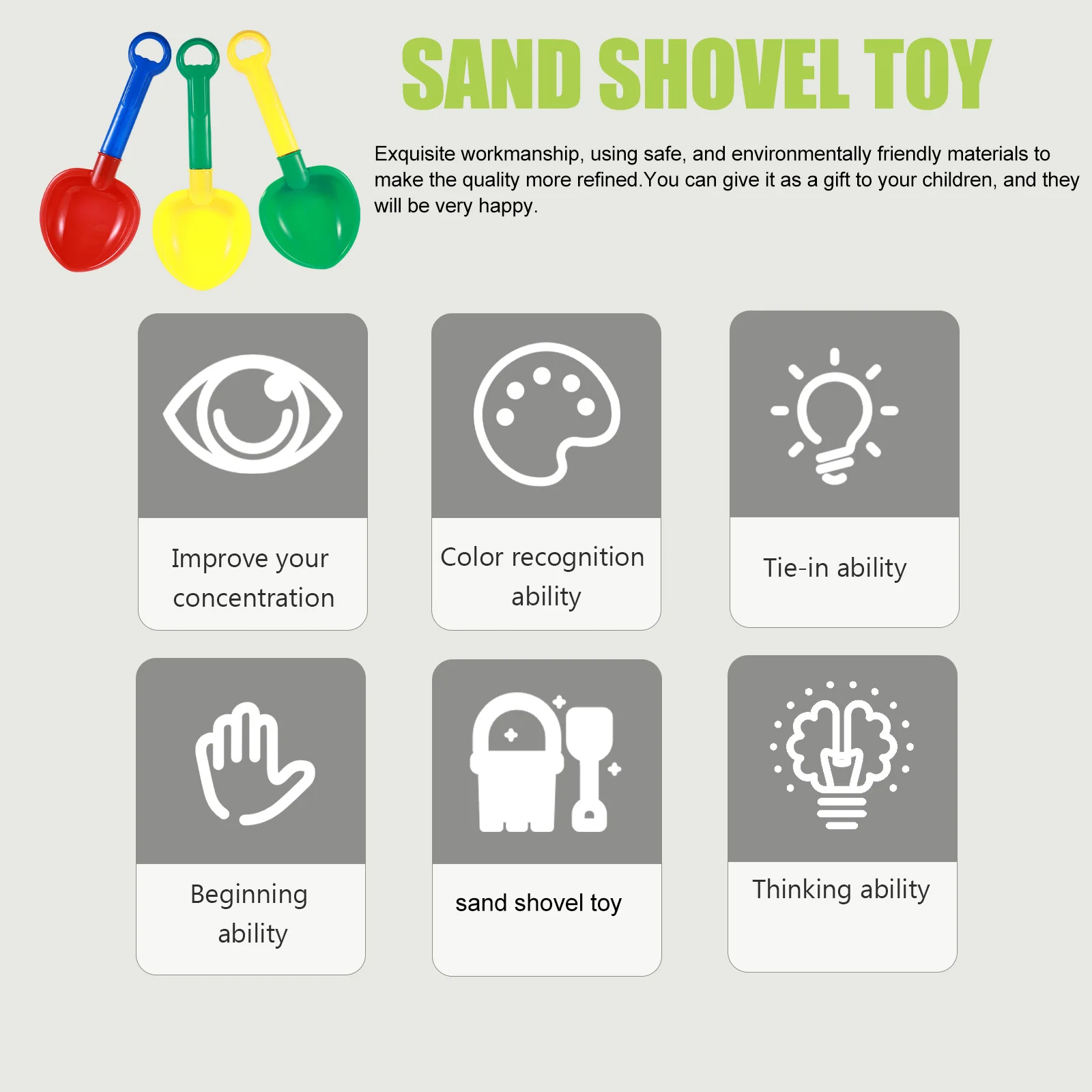 3 قطع مجرفة بلاستيكية للأطفال سميكة لعب الشاطئ أداة رمل متينة خفيفة الوزن لحفر الرمال