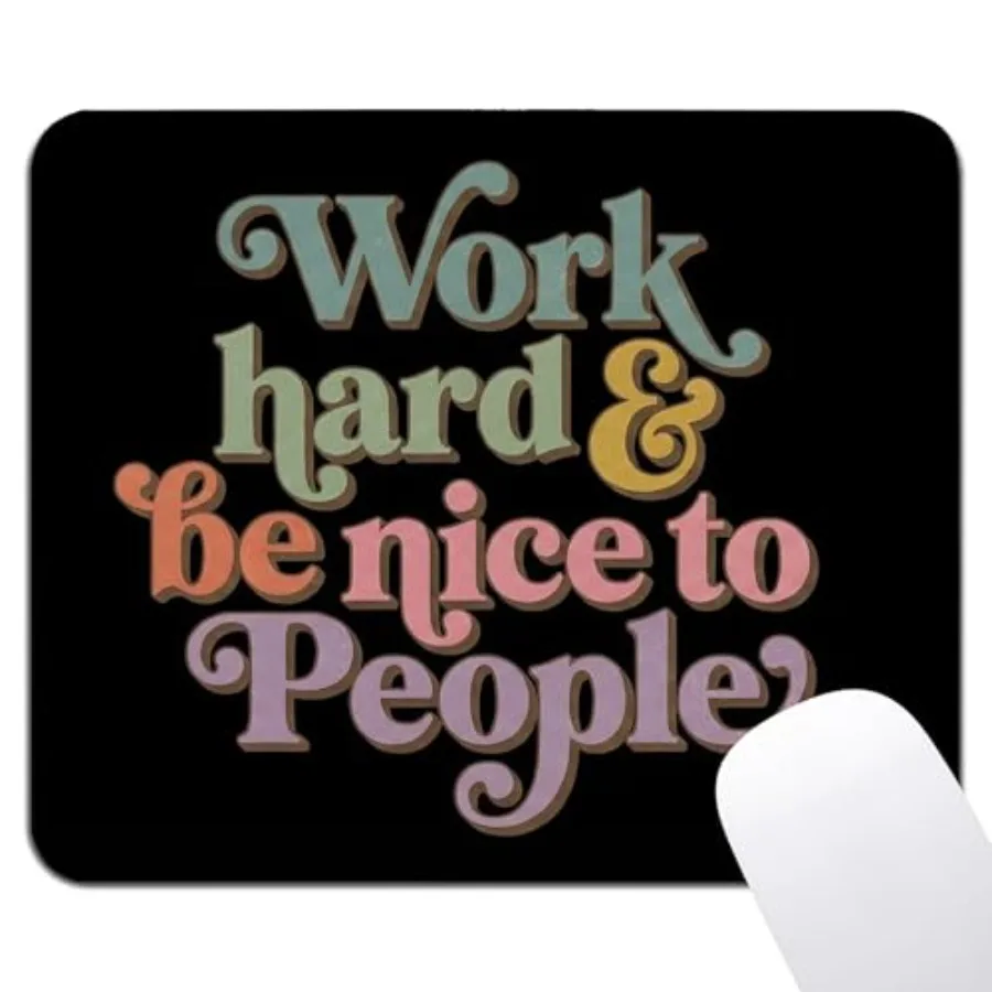 

Inspirational Black Mouse Pad - Retro Motivational Mental Health Square Mousepad for Boss Lady Women, Non-Slip Rubber Base with