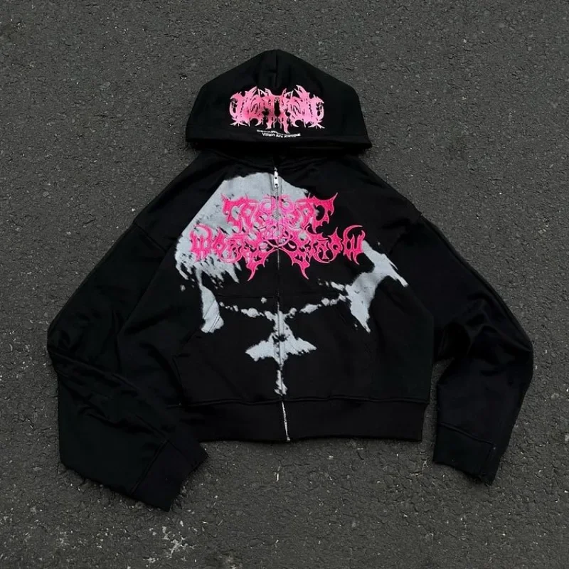 

Sage Print Graphic Loose Black Pocket Zip Hoodie Men Y2K Autumn Long Sleeves Casual Oversize Sweatshirt Streetwear Women Tops