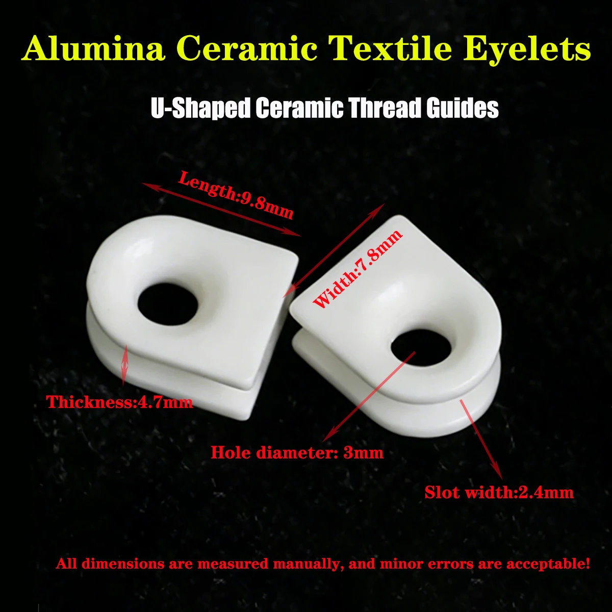 100pcs Alumina Ceramic Textile Eyelets, U-Shaped Ceramic Thread Guides,High Wear-Resistant Yarn Passer for Knitting & Spinning