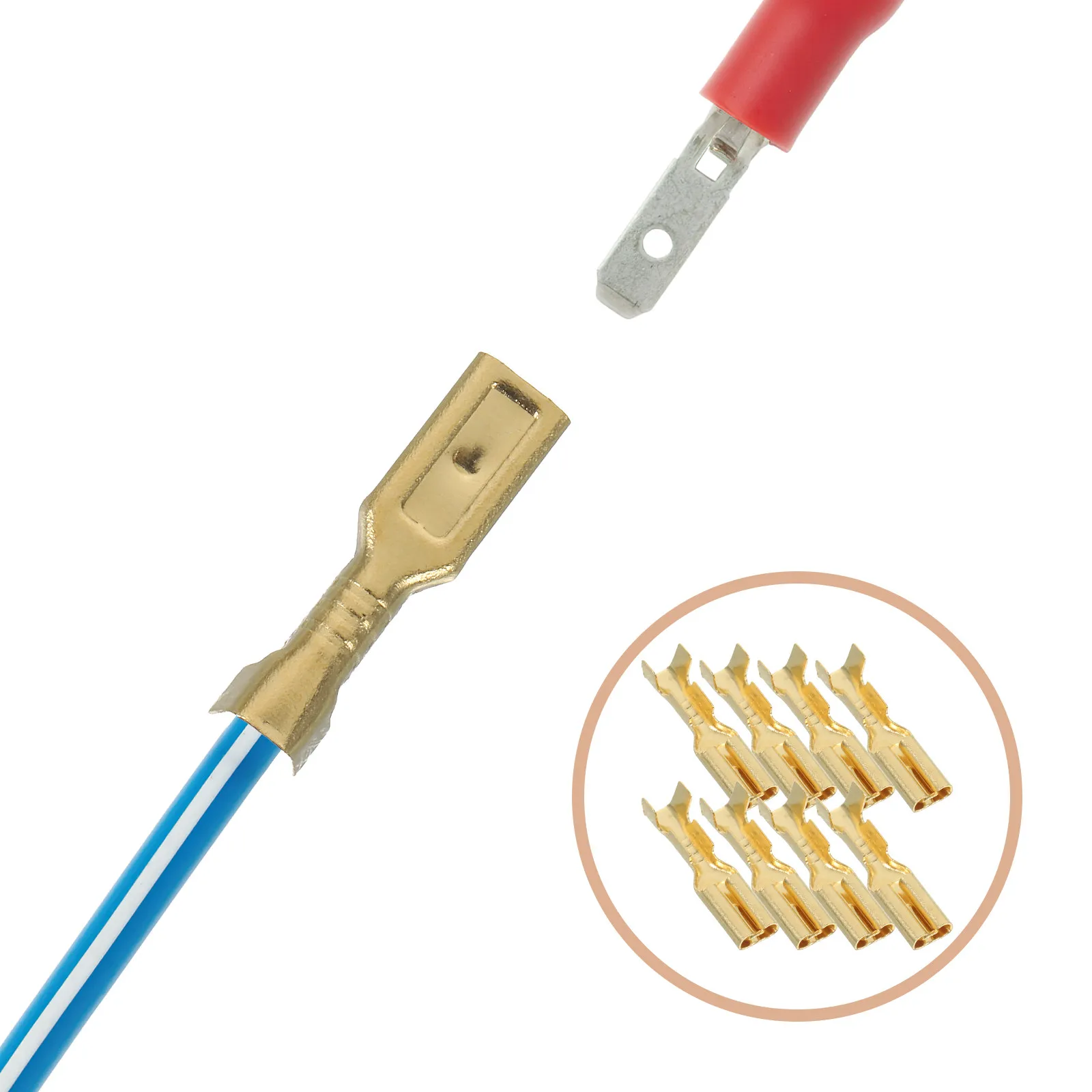 1000Pcs Spade Terminal Connector Crimp Wire Terminals Stable Connection Solid Copper Quick Disconnect Speaker Connectors
