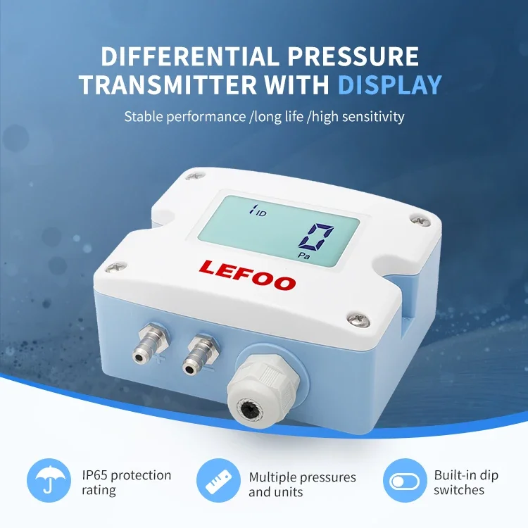 Digital Display Analog RS485 Output Air Differential Pressure Transmitter Low Differential Pressure Sensor