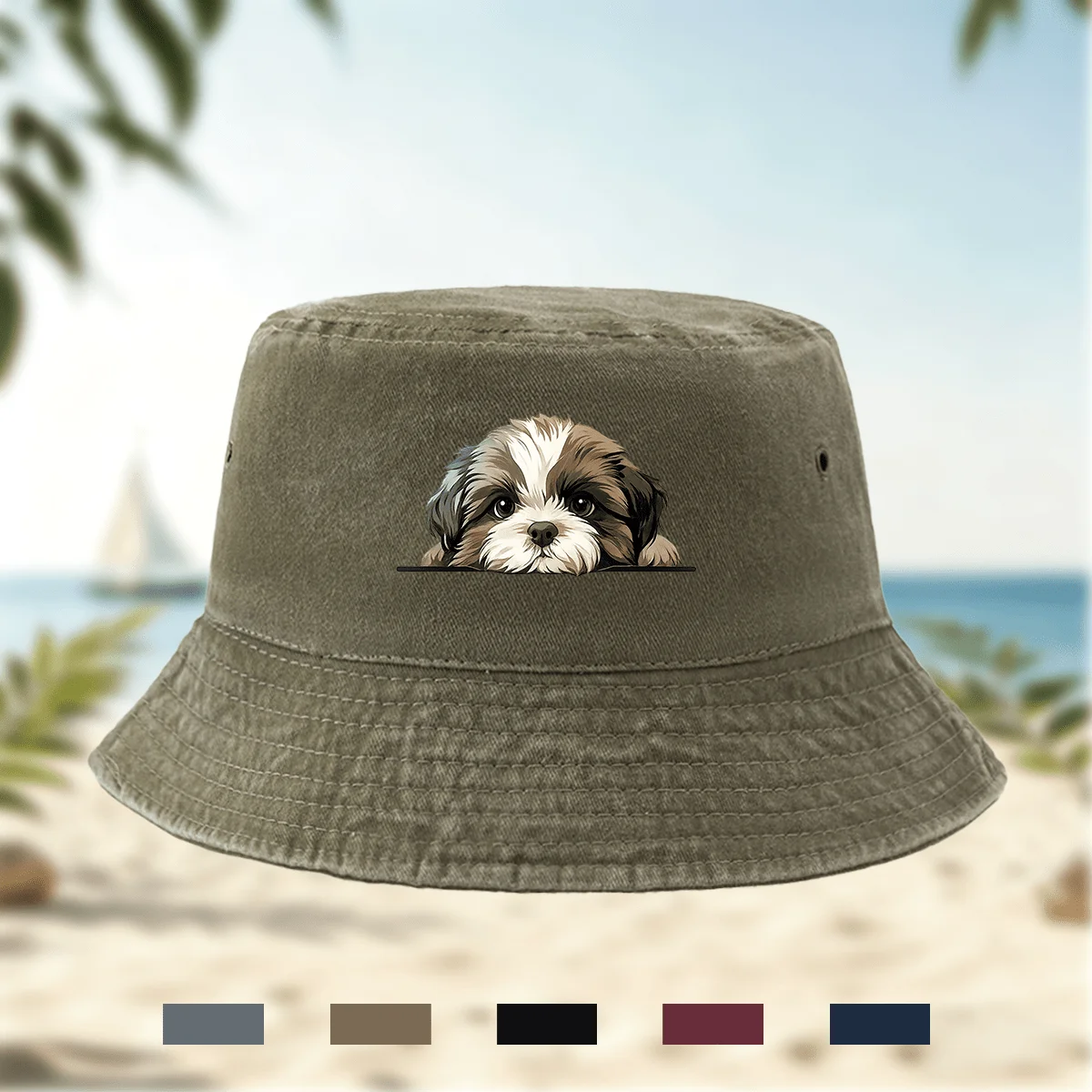 A High-quality Printed Dog Pattern Bucket Hat, Hip-hop Hat, Trucker Hat, All-season Versatile Bucket Hat, Casual Hat, Unisex Fis