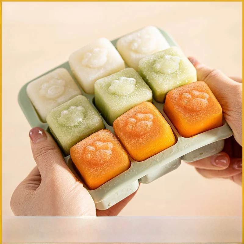 Food Grade Silicone Baby Food  Section Container Baby Ice Cube Tray Soup Base Meat Paste Portion Packaging Storage