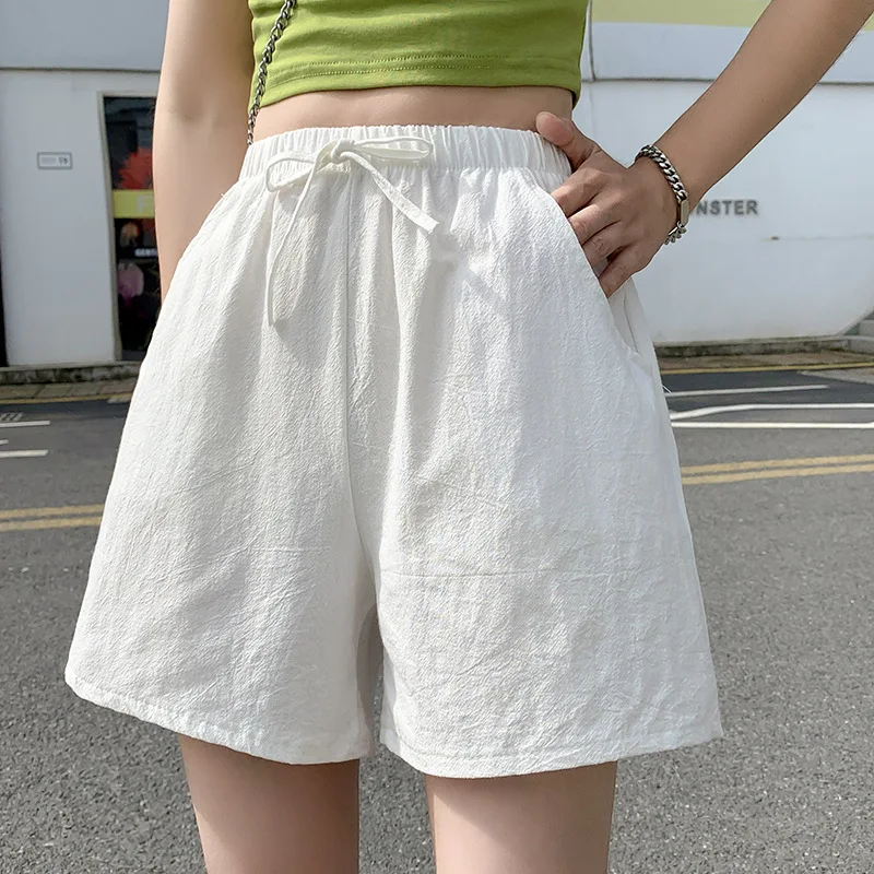 

Cotton and Linen Casual Shorts Women's Large Size Wide Leg Pants Home Beach Hot Pants Summer Loose Leisure Sports Fifth Pants