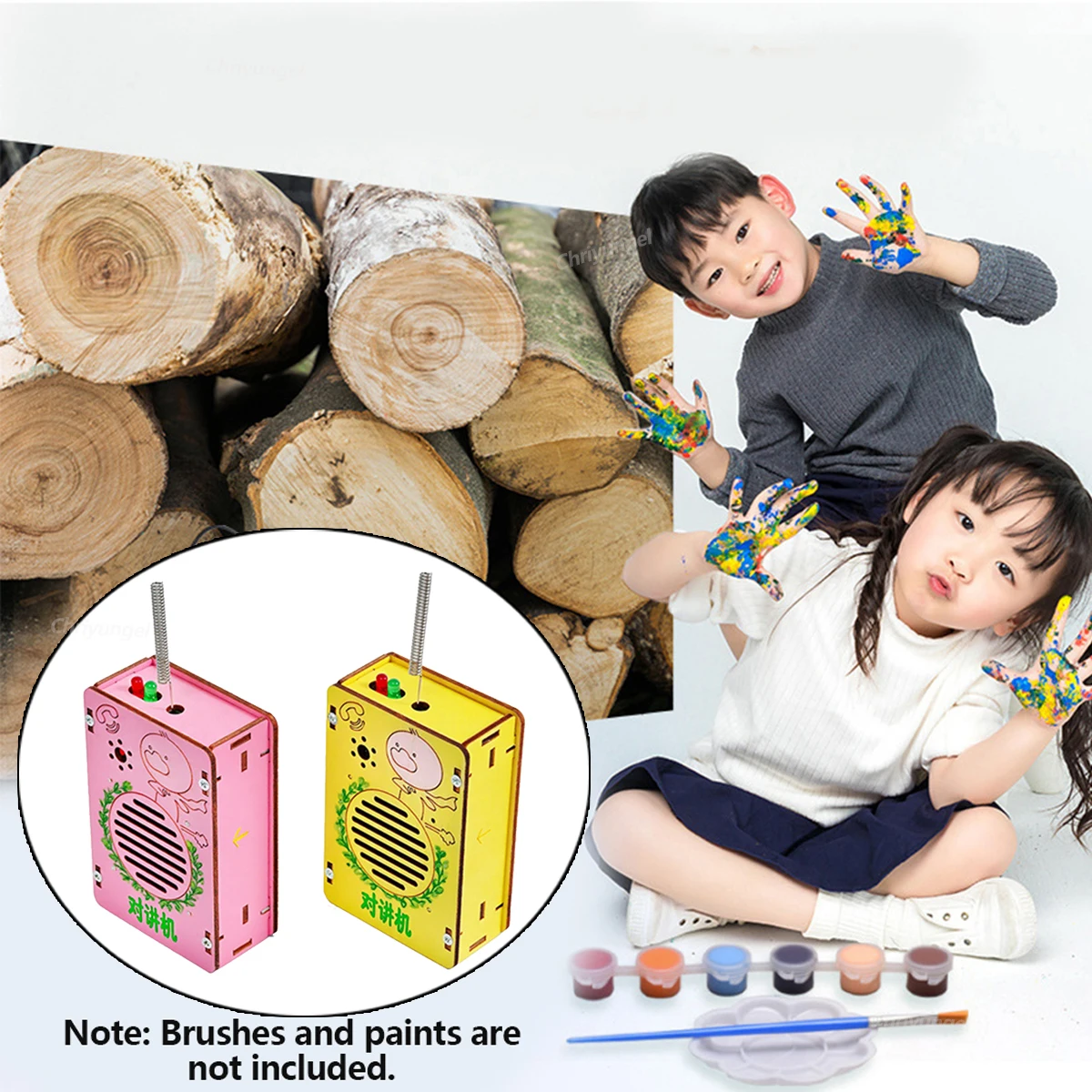 Chriyungel Houten DIY Walkie Talkie Model Kit STEM Educatieve Wetenschap Natuurkunde Speelgoed Creatief Schoolproject voor kinderen
