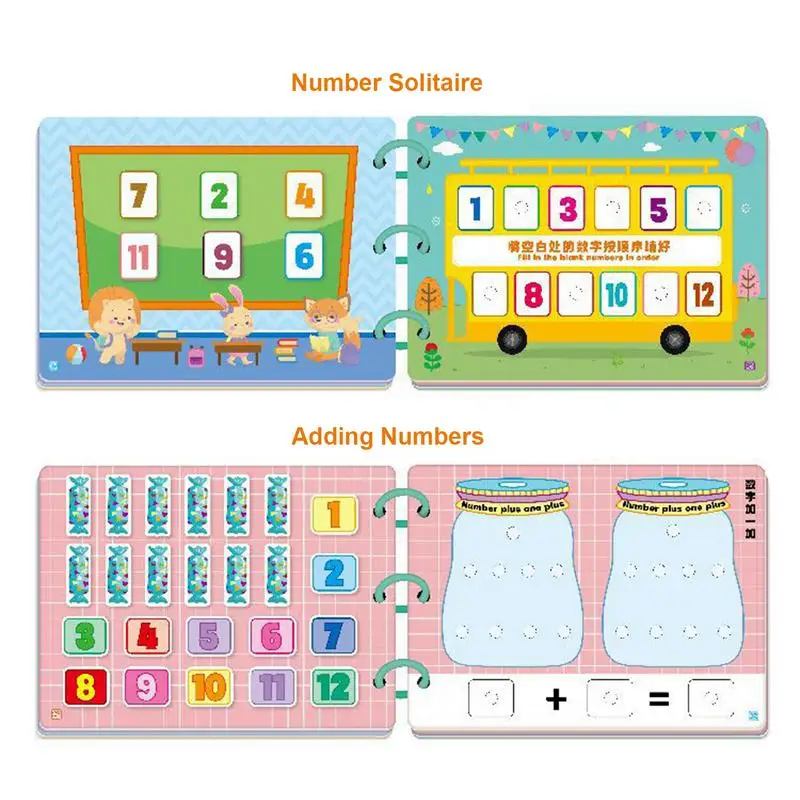 Kids Busy Book Kindergarten Educational Toy Book Sensory And Quiet Activity Book Animal Number Matching Puzzle 3-6 Years Old Kid