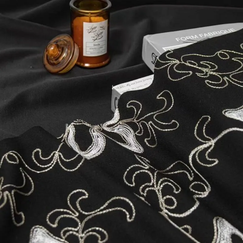 Linen Embroidered Tulle Fabric Gold Lace Trim Five Point Star Floral Sheer Soft Drapey Vintage for Hanfu Qipao DIY Sewing