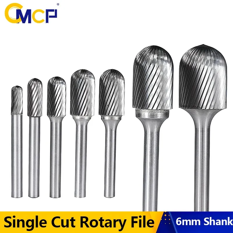 

CMCP Tungsten Carbide Burr Bit Single Cut Rotary File L Type for Metal Woodworking Carving Tool Rotary Burrs 6mm Shank