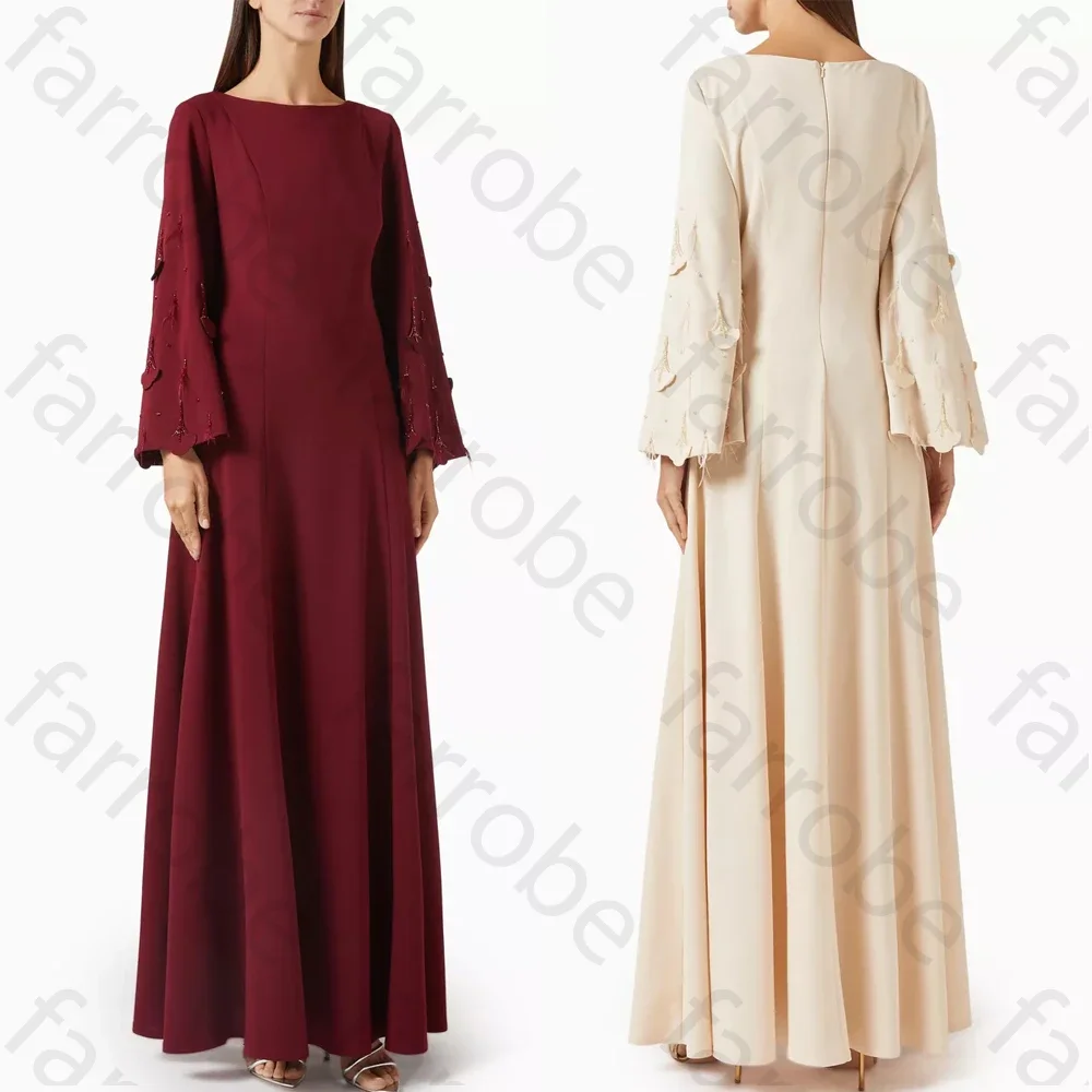 Met kralen versierde jurk in stretch-crêpe a-lijn avondjurken formele galajurk prachtige feestjurken van hoge kwaliteit op maat