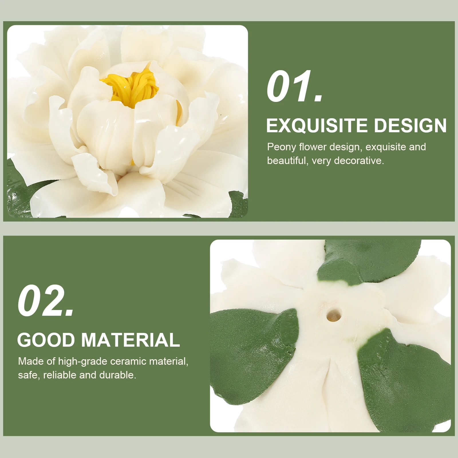 

Ceramic Peony Design Incense Burner Desktop Aroma Censer Incense Stick Holder Home Office Decoration Relaxation Meditation