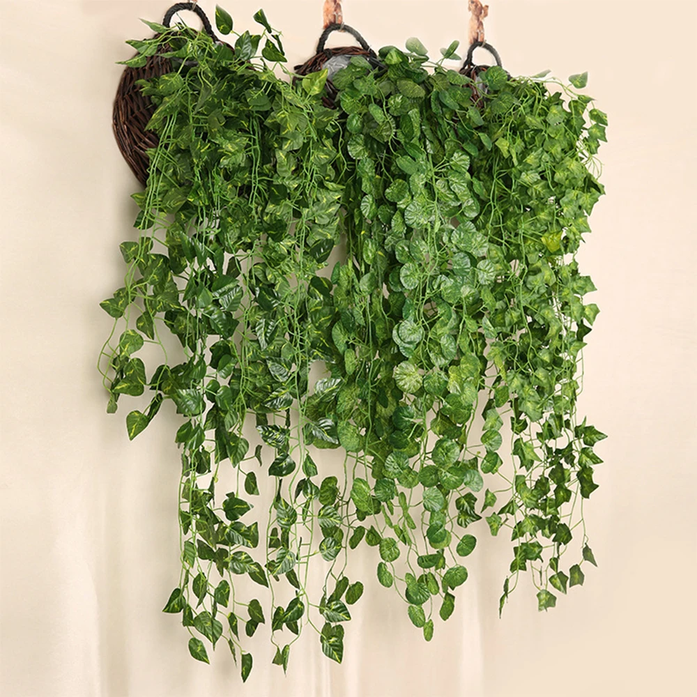 90cm Artificial Plant Creeper Green Wall Hanging Vine Home Garden Decoration Rattan Wedding Party DIY Fake Wreath Leaves Ivy