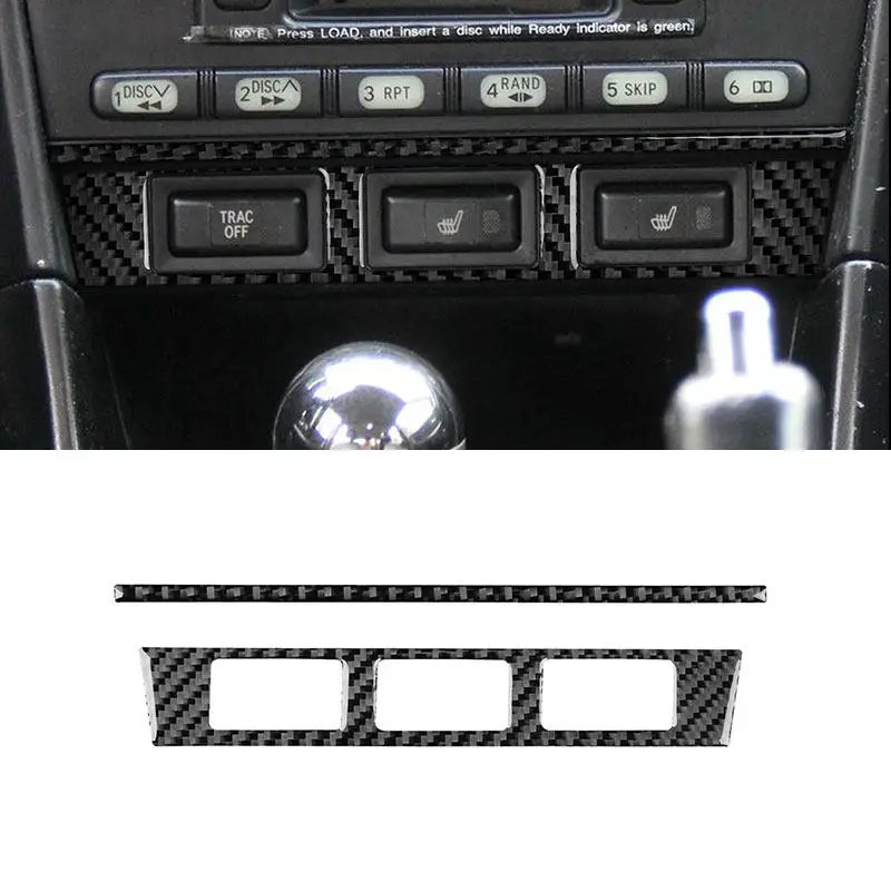 Car Central Seat Heating Control Panel Frame Trim For Lexus IS 300 1999 2000 2001 2002 2003 2004 2005 2pcs Soft Carbon Fiber