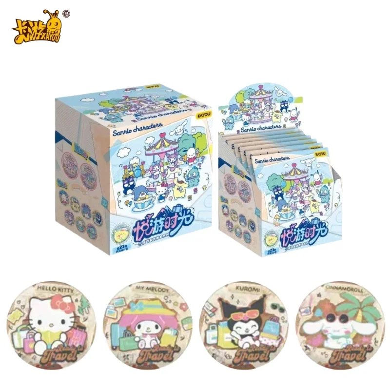 KAYOU Sanrio Characters Happy Travel Time Badge Round Tinplate Can Badge HelloKittys Cinnamoroll Travel Theme Anime Merchandise