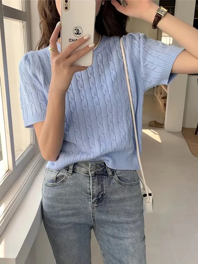 

Korean Slimming Knitted Sweater Ort Sve Thin Version Inner Wear Outer Wear Sweet Sle Version Lazy Faion Commute Sle Sweaters