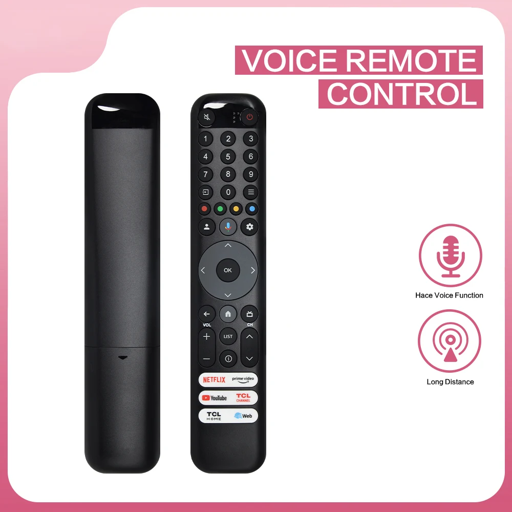 RC833 GUB1 Voice Remote Control for TCL Smart LED LCD TV, Netflix Prime Video Shortcut, Long Distance Replacement Controller