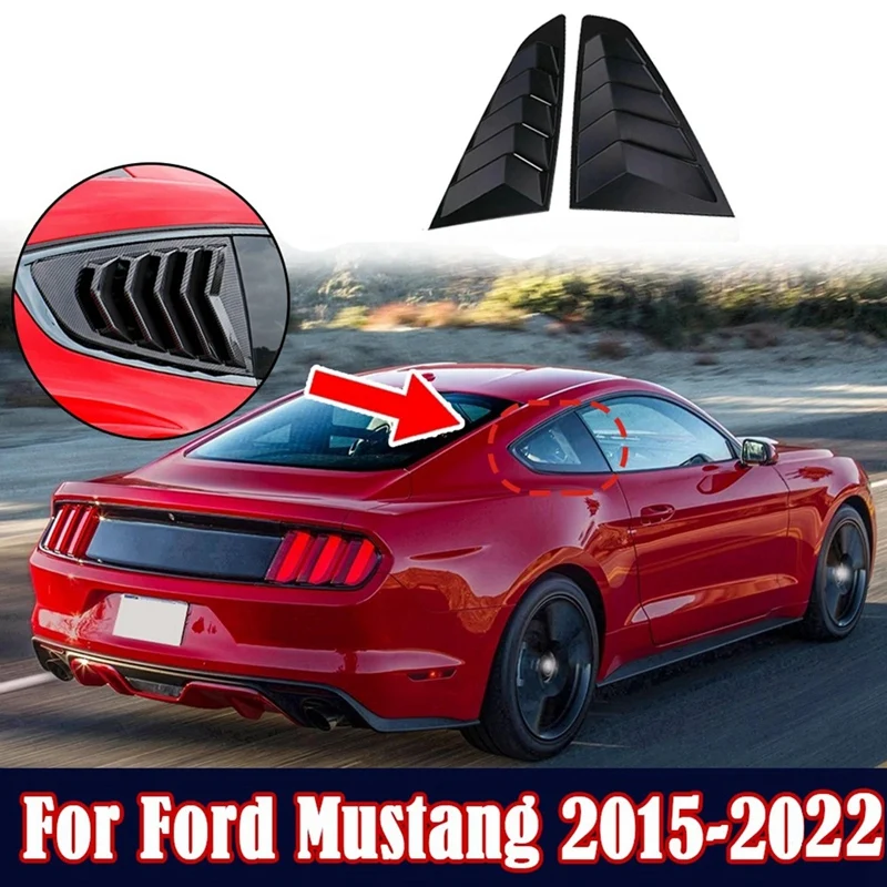 

1 Pair Car Rear Window Louver Shutter Trim Cover Cap For Ford Mustang 2015-2023 Side Louver Air Vent Scoops Spoiler Shade