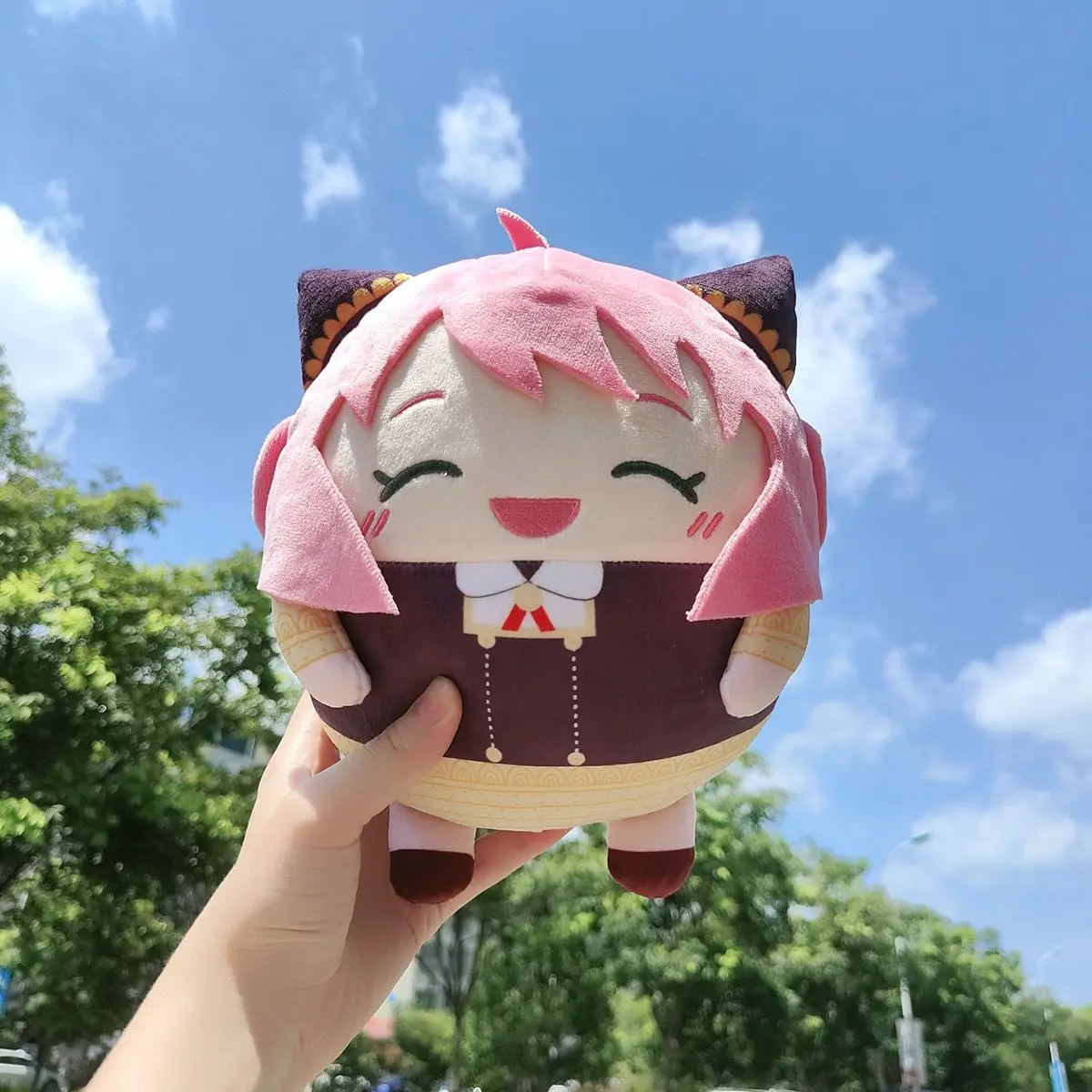 20Cm Spy Family Anya Forger Pp Cotton Egg-Shaped Anime Doll Palm Toy Desktop Decoration Doll Sofa Decoration Doll Fandom Gift