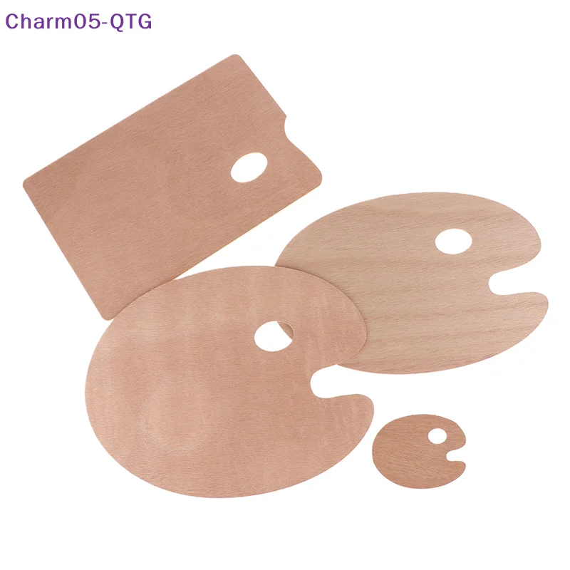 Nueva Paleta de Pintura de Madera con Orificio para el Pulgar, Paleta de Madera para Mezclar Colores, Paleta Ovalada y Cuadrada para Pintura al Óleo, Paleta para Acuarelas
