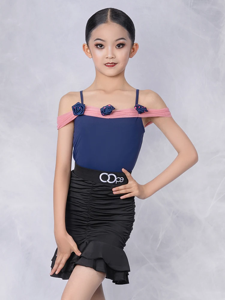 

Kids Latin Dance Clothes Girls Practice Suit Summer Flower Tops Skirt Cha Cha Rumba Training Wear Ballroom Dance Dress BL10971