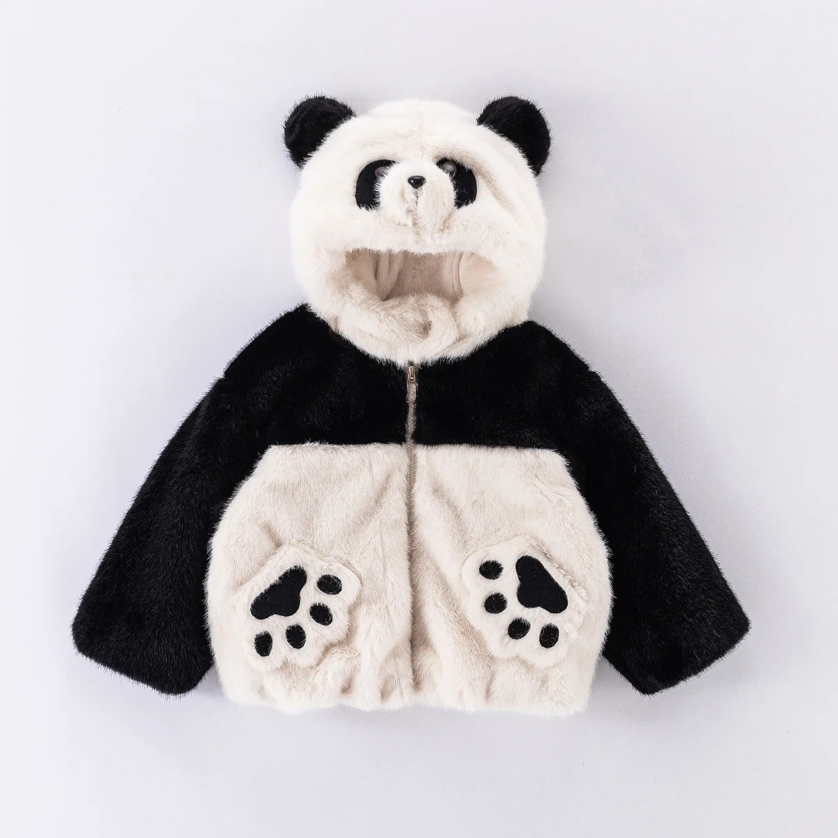 

Kids Coat Jacket Outwear Cartoon Panda Hooded Warm Plus Velvet Thicken Winter Woolen Coat Outdoor Fleece Children's Clothes