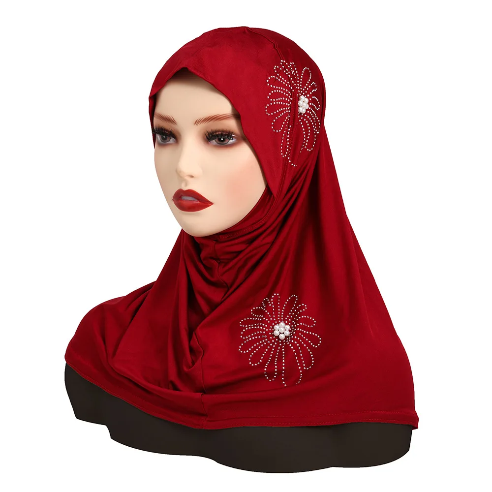 Muslim Beaded Scarf Abaya Hijab Ramadan Turkey Hijab Ladies Abayas Dress Shawl Turban Scarf Muslim Dress Instant Bottom Hat