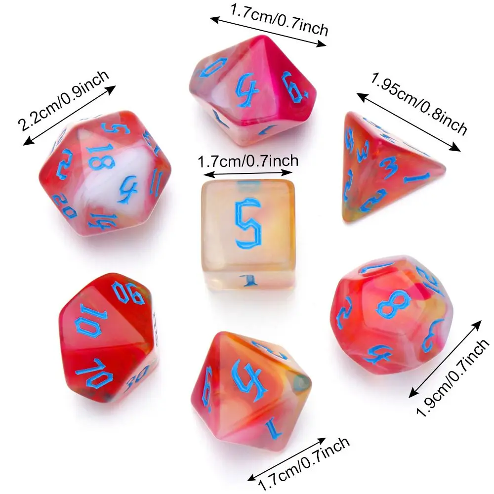 7 teile/satz D4 D6 D8 D10 D12 D20 Dichromatisches Polyhedral Würfel Coulorful Zahlen Dials Desktop Party Tisch Brettspiel Werkzeug