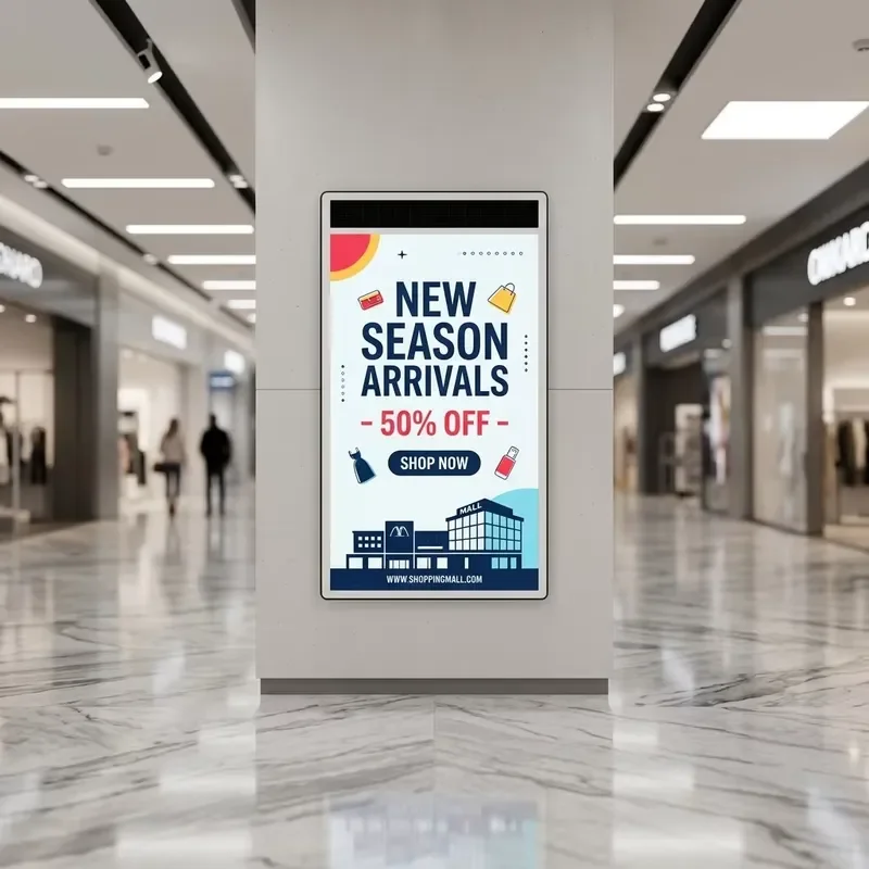 Lithium-free digital signage, 31.5-inch ECO poster display with super capacitors for safety
