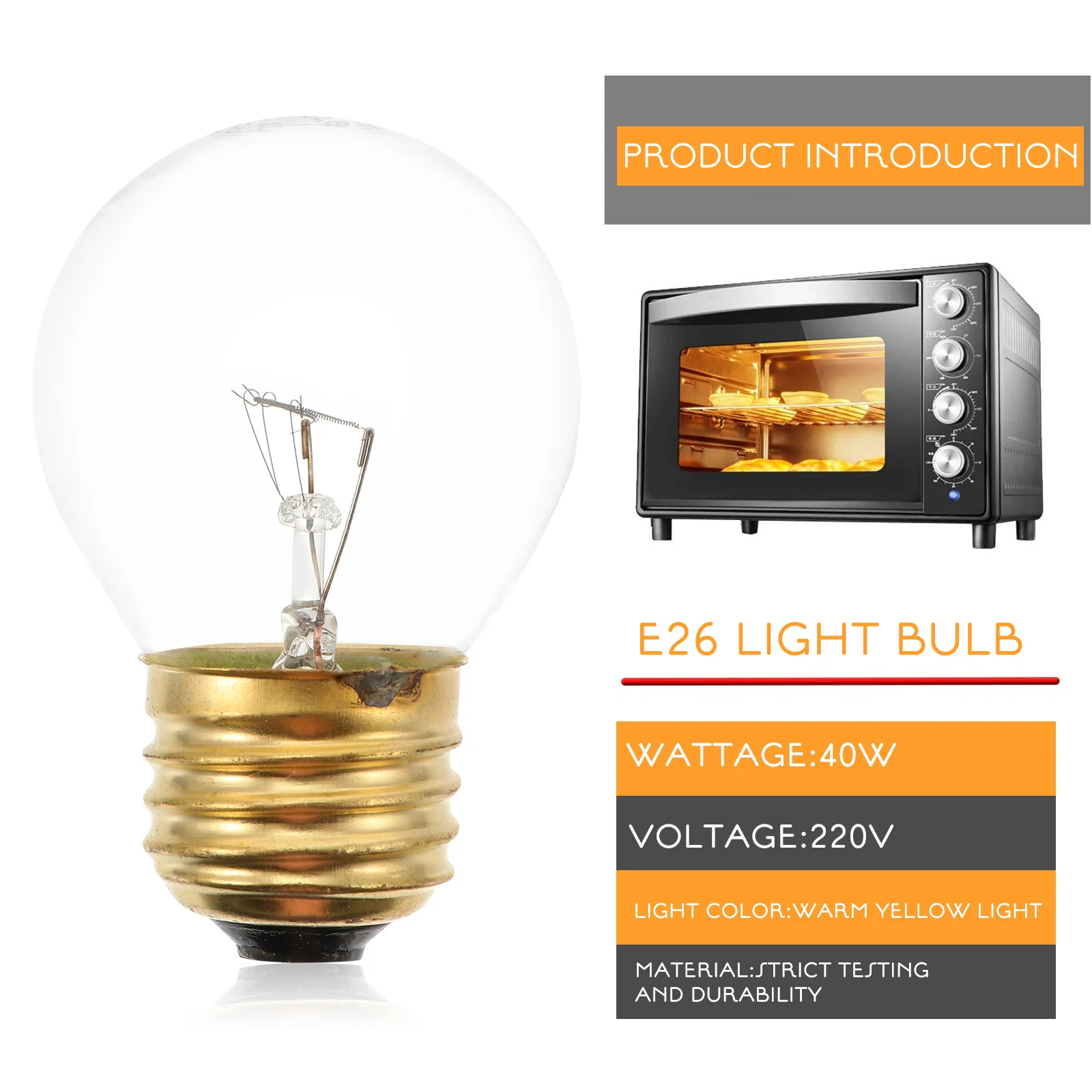 

2Pcs Microwave Light Bulb E26 Oven Bulb Environmentally Friendly Safe Glass Cover for Refrigerator Lamp Replacement