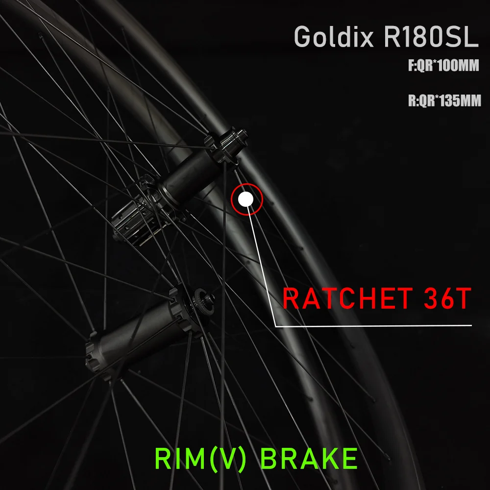 26mm Width V Brake Goldix R180SL Hub Gravel Carbon Wheelset Ratchet Hook Tubeless Symmetric Asymmetric Bike Wheels Pillar 1420