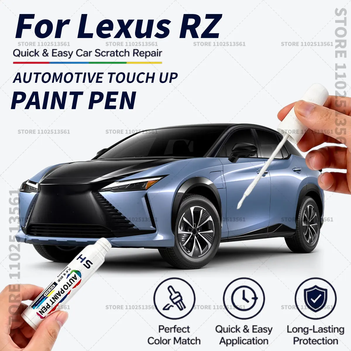 Quick Dry Car Touch Up Paint Pen Auto Scratch Repair Brush for Paint Chips Scratches and Scuffs For Lexus RZ White Black Blue