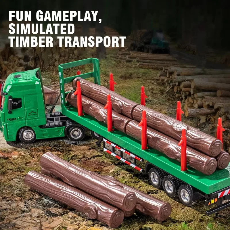 Huina 1313 Alloy Die-cast Car  1/18 Wood Transport Truck 2.4G 9 Channels  Remote Control  Timber Wagon Vehicle Trailer