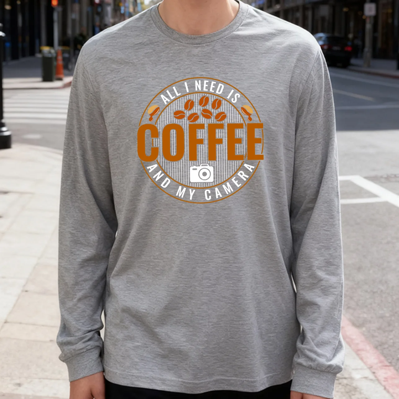 كل ما أحتاجه هو تي شيرت رجالي بأكمام طويلة 180 جرام 100% قطن مطبوع برقبة دائرية ملابس يومية غير رسمية ناعمة وقابلة للتنفس