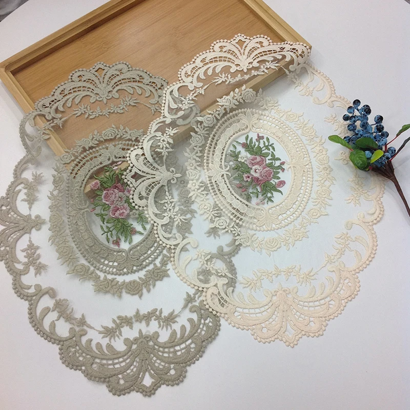【F】Dinning Table Cover Embroidered Table Cloth Elegant Round Lace Tablecloth Coffee Coasters Napkin Party Wedding Decoration