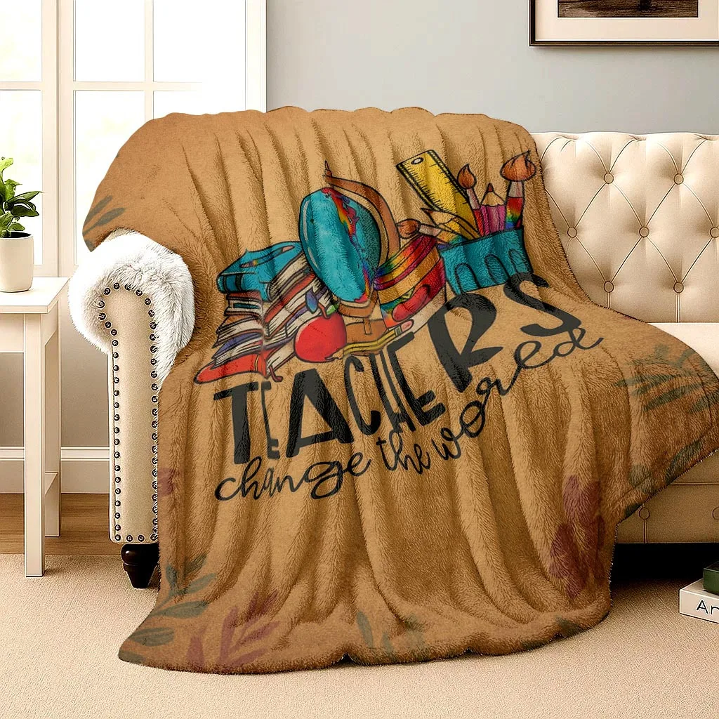 Pattern of the teacher's handwriting Flannel printed blanket suitable for all seasons suitable for living office sofa and travel