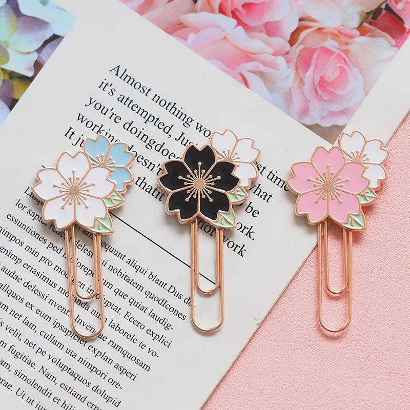 1pcs Romantic Cherry Blossom Bookmark Metal Reading Book mark Stationery School Office Supply Escolar Papelaria