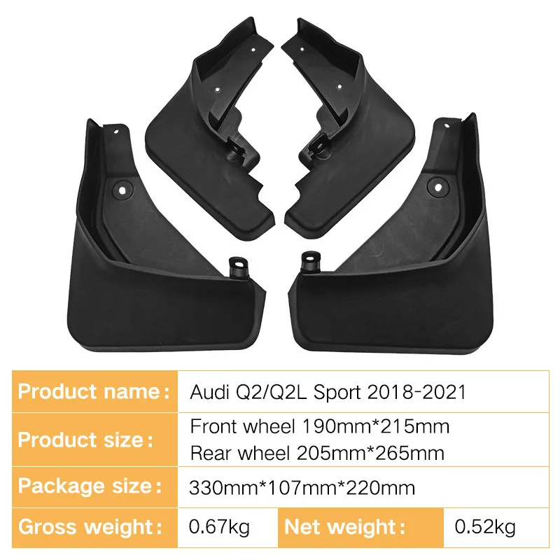 4 szt. Błotniki do samochodu dla Audi Q2/Q2L 2018-2021 błotniki błotniki akcesoria samochodowe